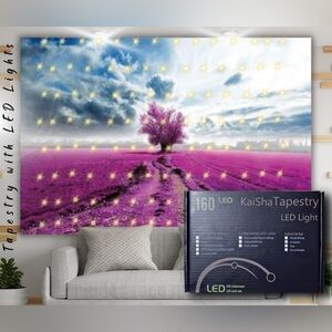 Tapestry Of Purple Field Tree Floral Flowers Bright Art wall Hanging Home Decor